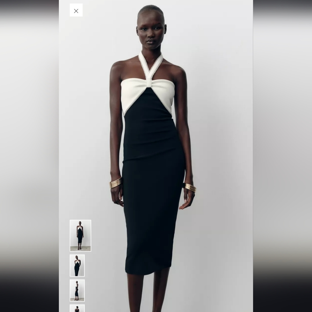Zara Elegant Strapless Black and White Dress
